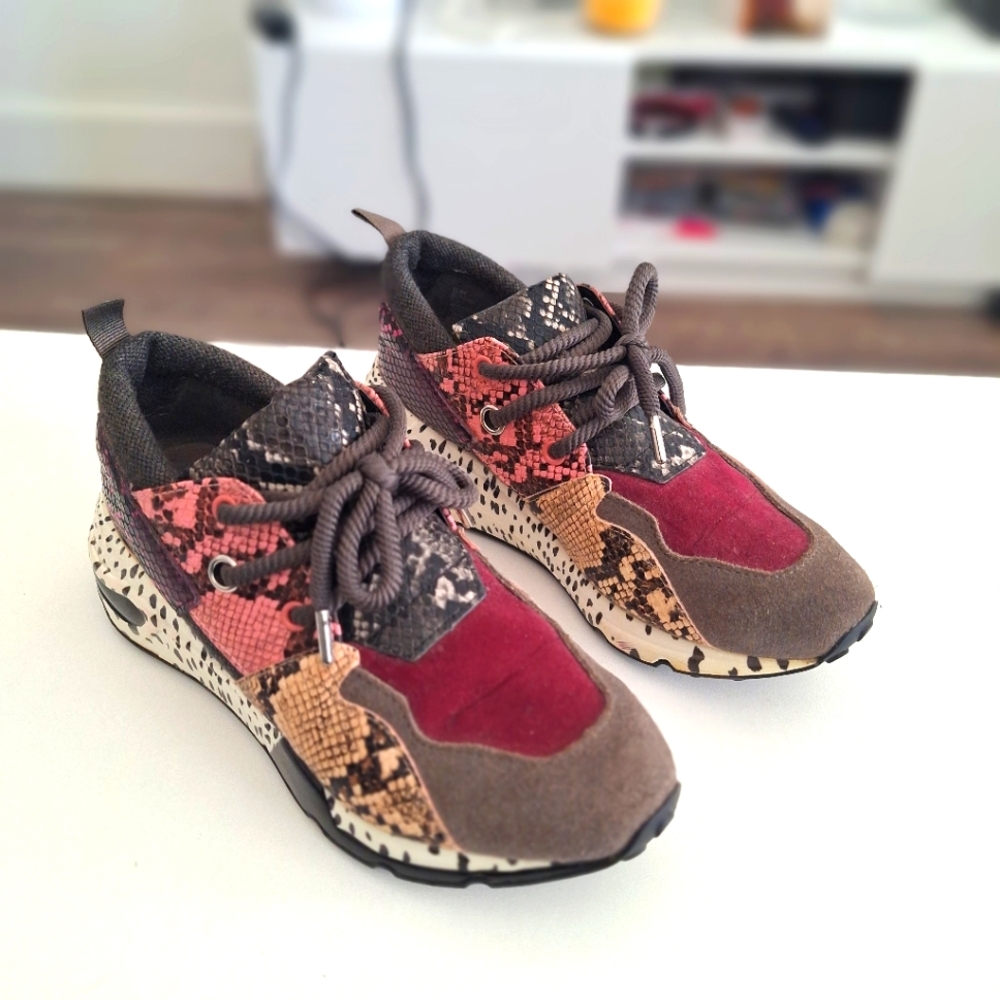 Steve Madden Cliff Platform Sneakers Size 7.5 Multi Color Animal Print